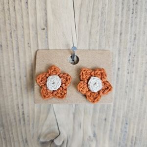 handmade crochet flower small post earrings